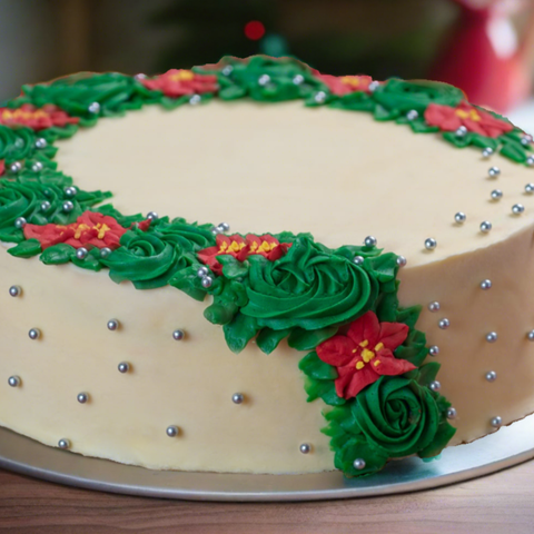 Christmas Floral Cake for delivery. Chocolate moist and milk chocolate flavor. 