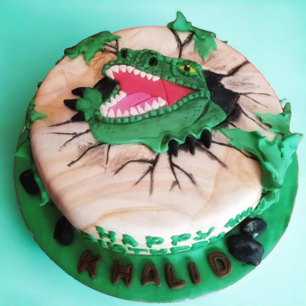 dinosaur themed birthday cake