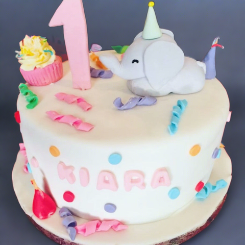 Elephant birthday themed custom cake