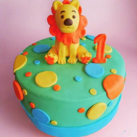 lion fondant customized birthday cake
