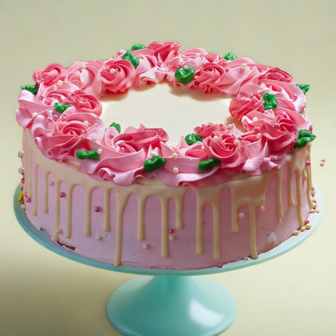 Beautiful pink floral cake. Perfect cake for your next event: birthday, celebration, special occasion.  We offer cake Delivery in Dubai. Order online for delivery. 