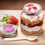 Strawberry Cheesecake Jar. Layers of biscuit, our signature cream cheese frosting and fresh strawberries! size 200ml.  We offer jar cake Delivery in Dubai. Order online for delivery. 