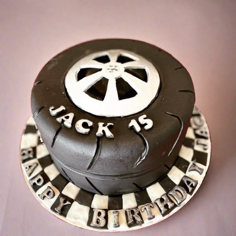 tyre birthday themed cake