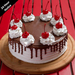 Black Forrest Cake Large size. Delicious Chocolate based caked filled with Cherry Filling! Chocolate base cake for delivery in Dubai. Perfect for Birthday cakes or any special occasion.  Add a message and we will have it delivered in Dubai. 